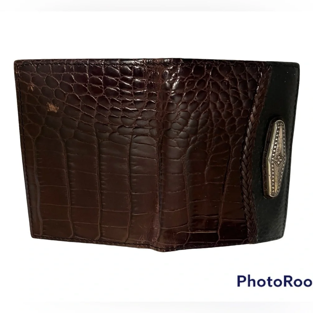 BRIGHTON LEATHER BROWN BLACK FOLD WALLET
